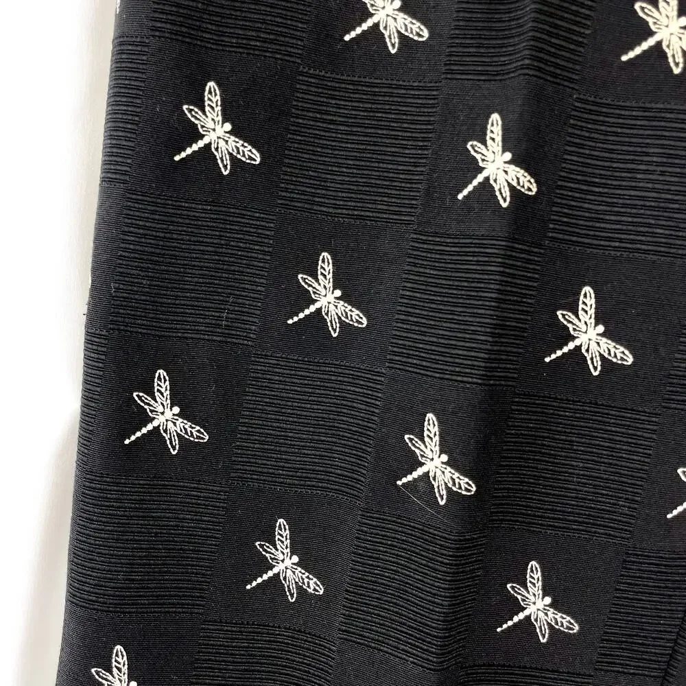 Talbots Black Dragonfly Pants Embroidered Nature Core Textured Dress Slacks 6 - Picture 11 of 12